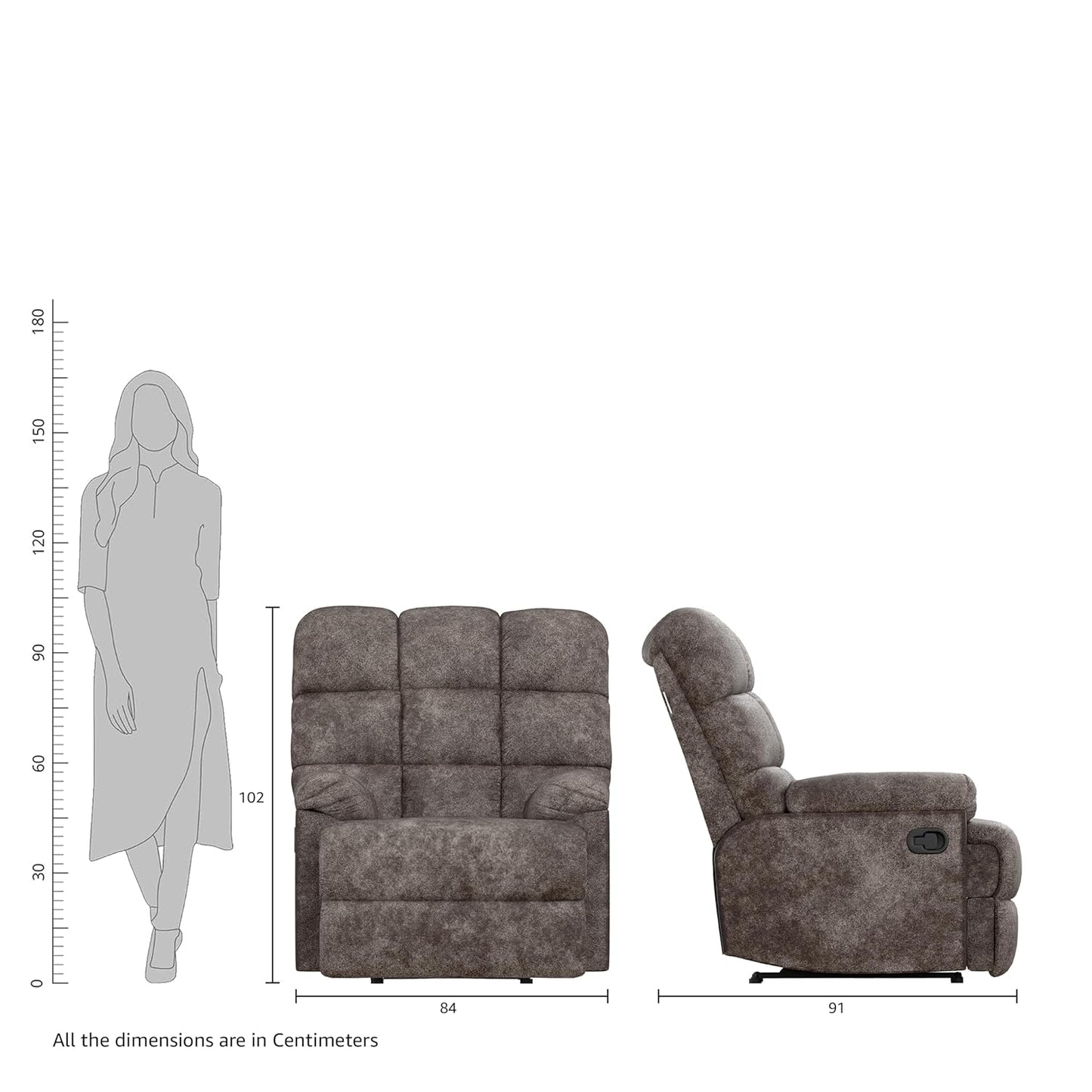 Solimo Biela Single Seater Fabric Recliner (Brown)