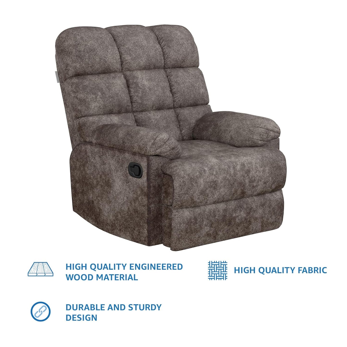 Solimo Biela Single Seater Fabric Recliner (Brown)